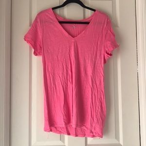Hot Pink V-Neck T-Shirt